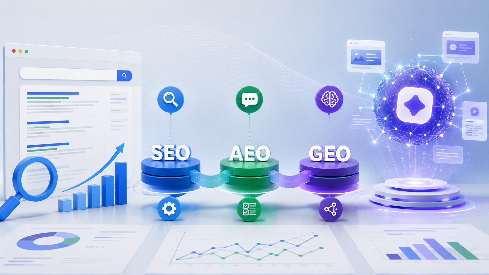 如何在网站上实施 SEO、AEO 与 GEO:一份对比、筛选与落地指南