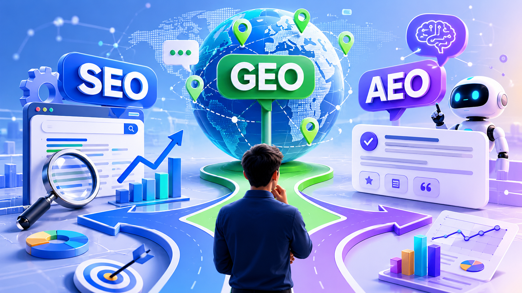 SEO、GEO、AEO 怎么选?三种优化路径的优劣与适用场景